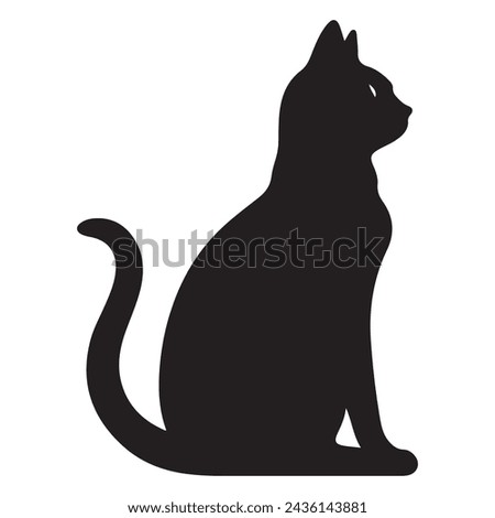 A black silhouette of a Cat clip art vector illustration