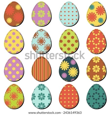 Easter eggs set on white background decor holiday art isolated 
