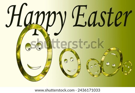 Happy Easter greeting card with eggs on green background. Vector illustration.