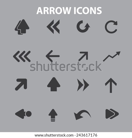 arrow, direction icons, signs, symbols, illustrations set on background, vector