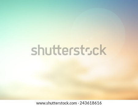Summer holiday concept: Abstract bokeh flare sunlight with blur green and yellow nature sunrise beach background Royalty-Free Stock Photo #243618616