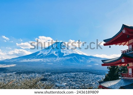 
Tokyo Japan : 9 March 2024. Fuji mountain in Japan Beautiful tourist attractions that show the culture, traditions, visitors can visit every day. In the city of Tokyo.