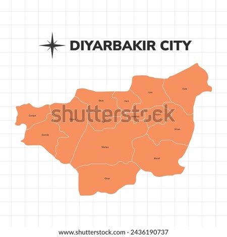 Diyarbakir City map illustration. Map of the city in Turkey