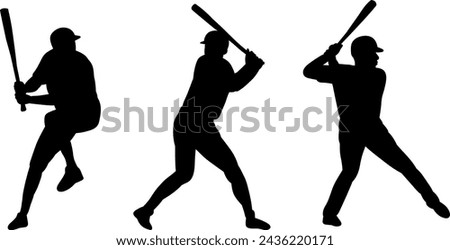 silhouette of a man playing baseball on a white background vector