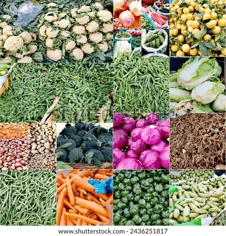 Fresh pakistani mix vegetables stock collage photos 