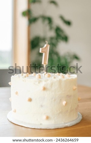 cake for first birthday with candle