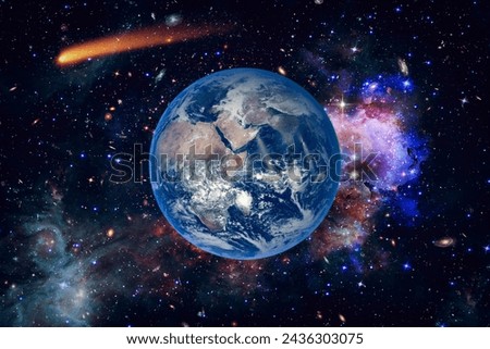 Planets and galaxies in a free space. The elements of this image furnished by NASA.
