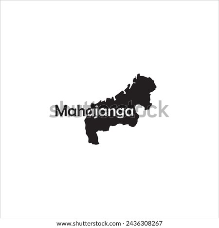 Mahajanga Madagascar map and black lettering design on white background