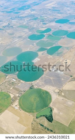 Aerial View of Pivot Irrigation Crop Circles in Colorado Countryside