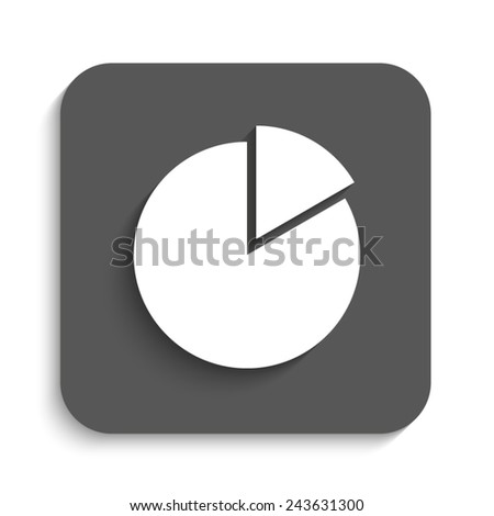 Pie chart graph sign icon. Diagram - vector icon with shadow on a grey button
