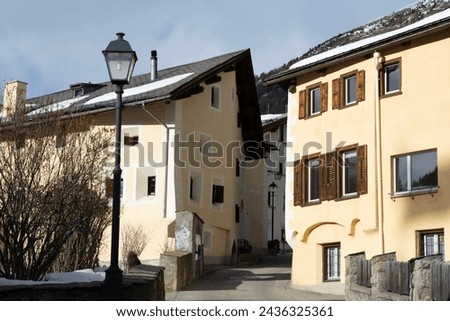 Houses in Pontresina in Switzerland Royalty-Free Stock Photo #2436325361