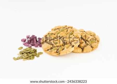 Special Chinese pastry pumpkin and purple sweet potato cake on white background