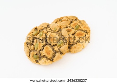 Special Chinese pastry pumpkin and purple sweet potato cake on white background