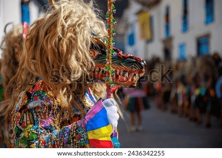 Dancers at the festivity of the Virgen del Carmen, Paucartambo, Cusco Peru