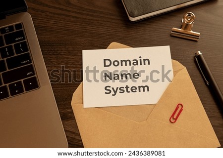 There is word card with the word Domain Name System. It is as an eye-catching image.