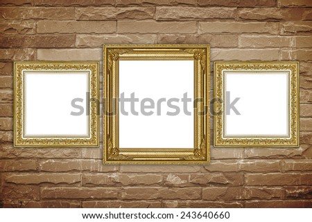 Gold picture frame on stone