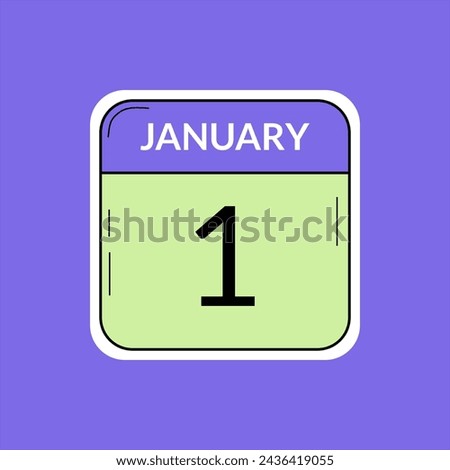 Simple calendar sticker and vector design style with colorful colors
