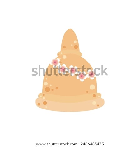 Songkran festival sand pagoda Thailand Traditional New Year Day Vector Illustration template Thailand travel concept on white background