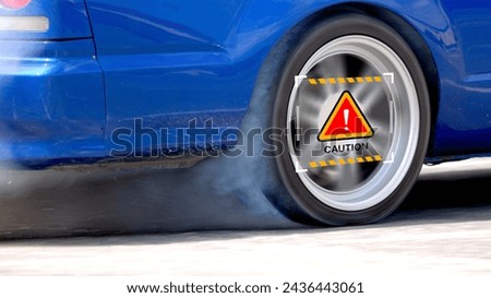 Worn tires cause serious problems with braking and control car Royalty-Free Stock Photo #2436443061