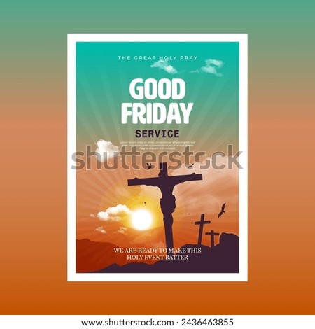Good Friday Vector Poster Background Illustration with silhouette Jesus Christ and Cross  Royalty-Free Stock Photo #2436463855