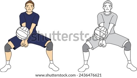 Illustration set of volleyball players (male)