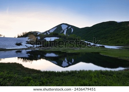 Pond of Mt. Hiuchi, Japan's 100 Famous Mountains Royalty-Free Stock Photo #2436479451