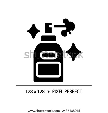 2D pixel perfect hair spray glyph style icon, isolated vector, haircare simple black silhouette illustration.