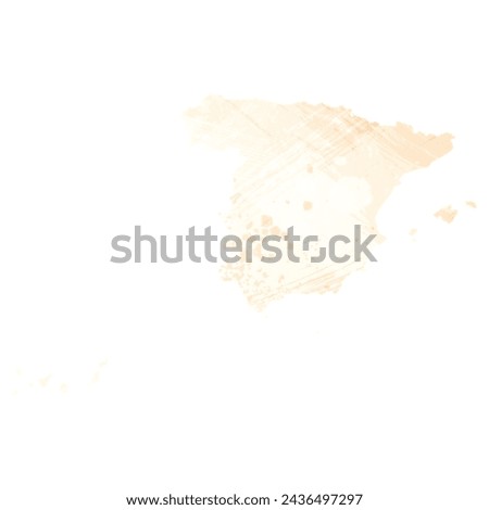 High detailed vector map. Spain. Watercolor style. Biscuit color. Pastel yellow color.
