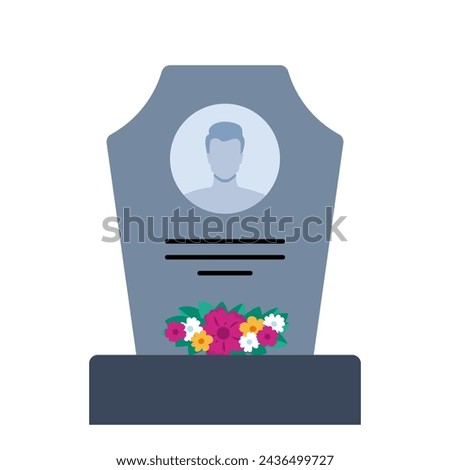 Gravestone with grass on ground. Old tombstone on grave with text RIP. Vector illustration Royalty-Free Stock Photo #2436499727