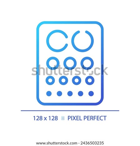2D pixel perfect gradient eye chart icon, isolated vector, thin line illustration representing eye care.