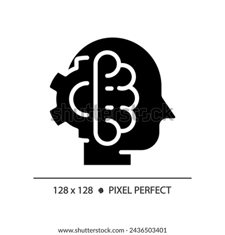 2D pixel perfect glyph style high IQ icon, isolated vector, silhouette illustration representing soft skills.