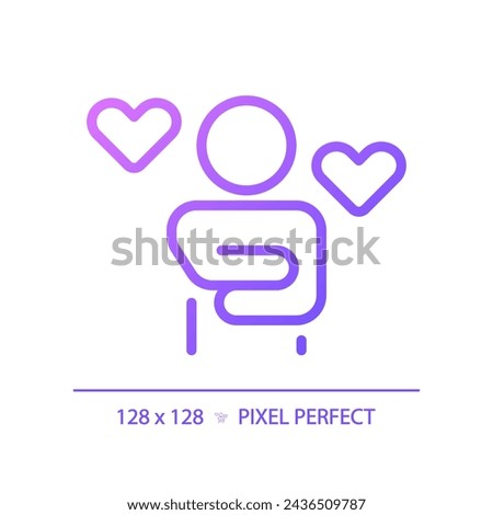 2D pixel perfect gradient self care icon, isolated vector, thin line purple illustration representing psychology.