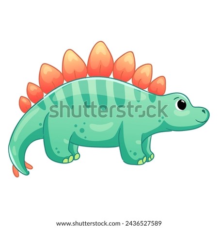  Illustrations of cute dinosaurs for children in different colors: Triceratops, Stegosaurus, Brontosaurus, Pterosaurus, Tyrannosaurus, Brachiosaurus.