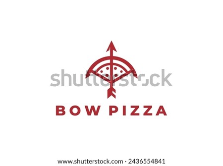 pizza with bow logo. fast food, restaurant and cafe symbol icon design