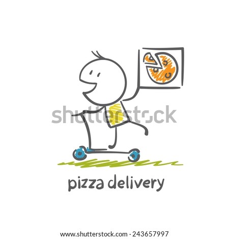 pizza delivery scooter illustration