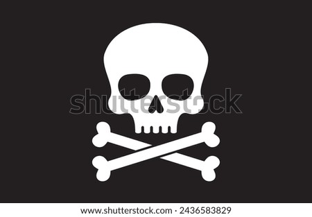 Pirate flag with skull and cross bones (Jolly Roger). Vector illustration. Royalty-Free Stock Photo #2436583829