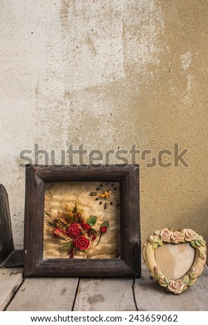 Flowers in a wooden frame