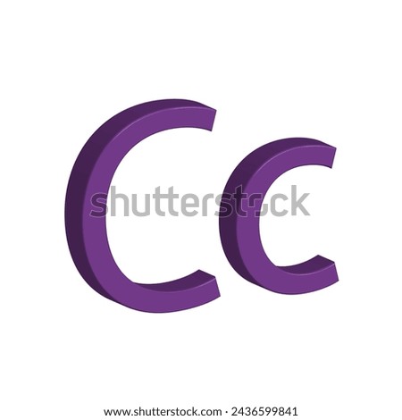 3D alphabet C in purple colour. Big letter C and small letter c isolated on white background. clip art illustration vector