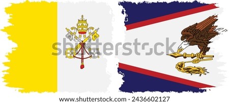 American Samoa and Vatican grunge flags connection, vector