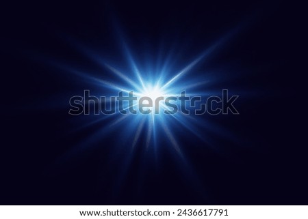 Light effect star flashed. Glare of light and flash. On a black background. Royalty-Free Stock Photo #2436617791