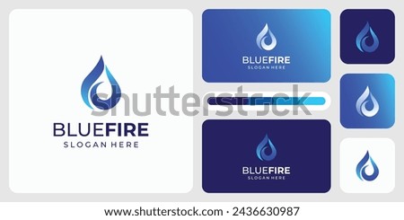 Blue flame silhouette shape vector logo design with modern, simple, clean and abstract style.
