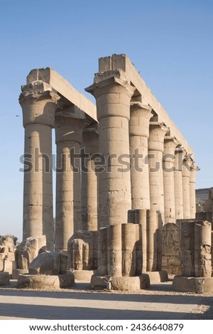 Colonnade, luxor temple, luxor, thebes, unesco world heritage site, egypt, north africa, africa Royalty-Free Stock Photo #2436640879