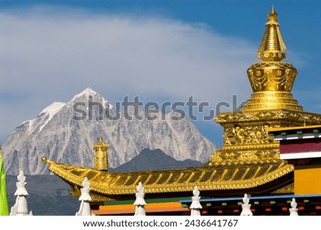 Snow mountain, temple, tagong grasslands, sichuan, china, asia
