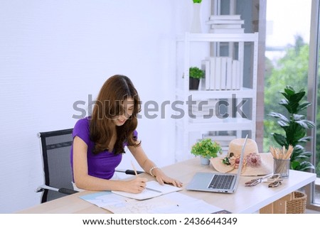 Young couple use laptop for find travel information. Leisure activity and couple.