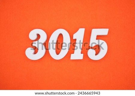Orange felt is the background. The numbers 3015 are made from white painted wood.