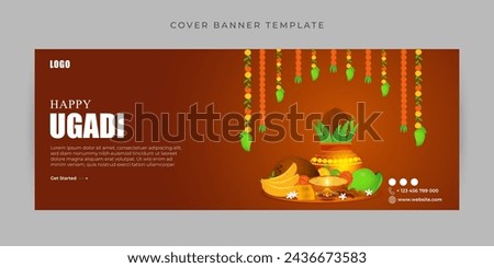 Vector illustration of Happy Ugadi Facebook cover banner Template