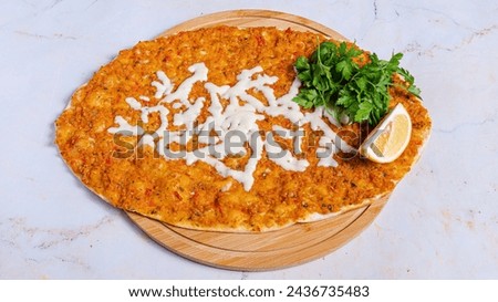 Cheese lahmacun top view isolated