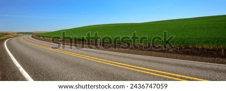 Spring Journey: 4K Ultra HD Image of Road Through Green Wheat Field in Spring	