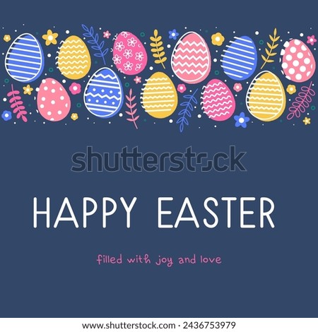 Abstract background with colourful Easter eggs. A set of modern Easter cards. Vector illustration