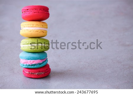 Macarons set with vintage pictures style or sweet pictures style.